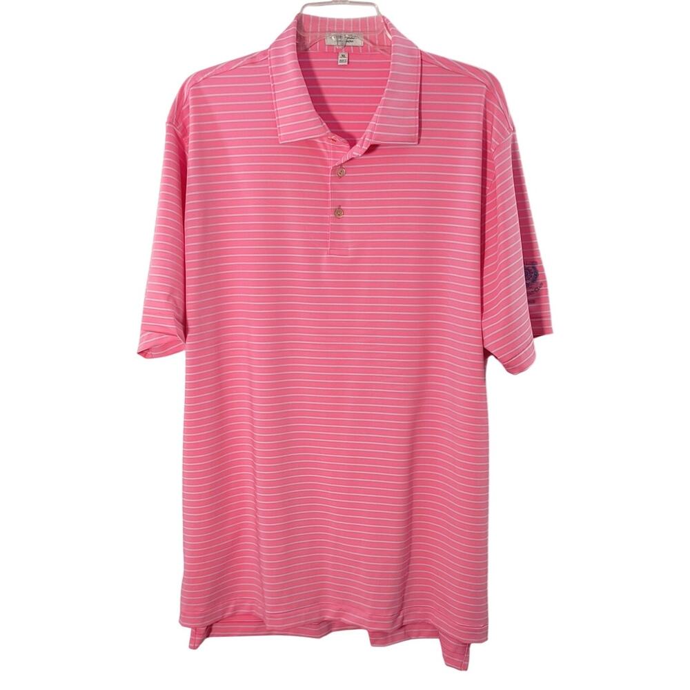 Peter Millar Summer Comfort Golf Polo Shirt Mens Sz XL Pink Stripe Short Sleeve - Picture 3 of 16